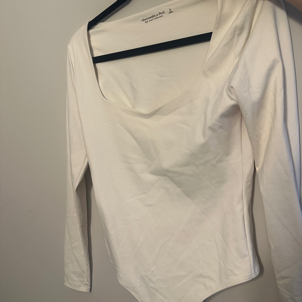 White Long Sleeve Bodysuit Abercrombie